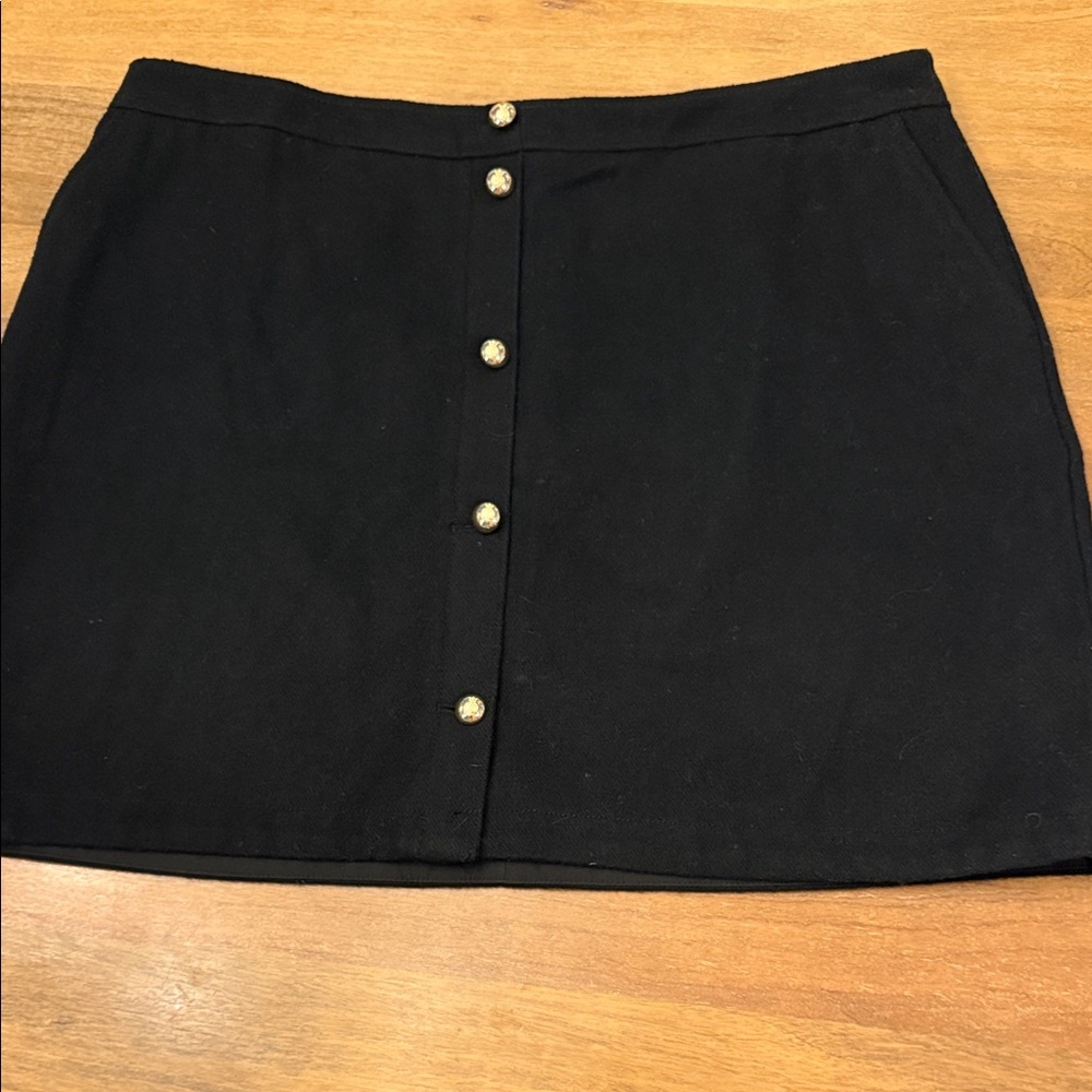 LOFT Sz 18 New Black Button-Up Skirt